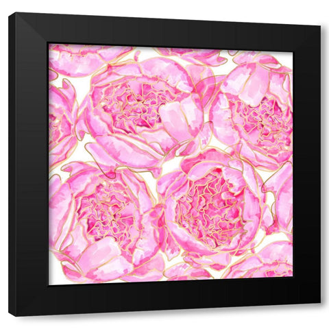 Sallys peonies pattern Black Modern Wood Framed Art Print with Double Matting by Laiz Blursbyai, Rosana