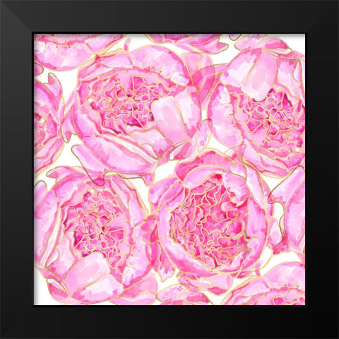 Sallys peonies pattern Black Modern Wood Framed Art Print by Laiz Blursbyai, Rosana