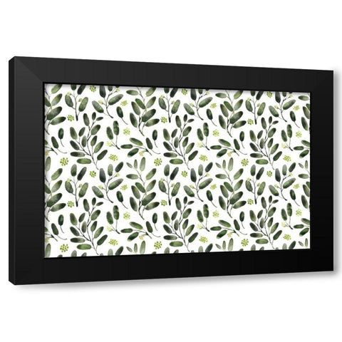 Lisa watercolor seeded eucalyptus pattern Black Modern Wood Framed Art Print by Laiz Blursbyai, Rosana