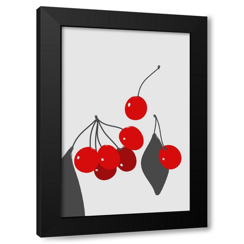 Cherries Black Modern Wood Framed Art Print by Laiz Blursbyai, Rosana