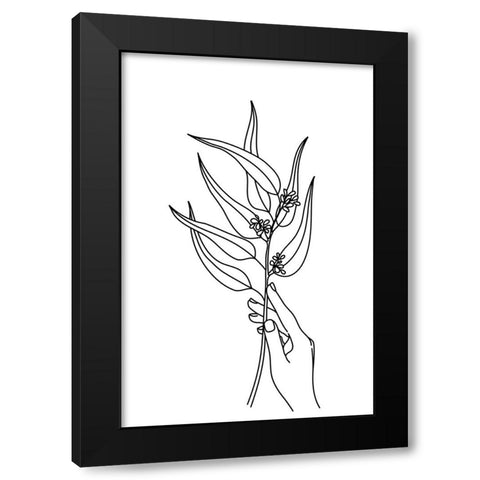 Seeded eucalyptus line art Black Modern Wood Framed Art Print with Double Matting by Laiz Blursbyai, Rosana