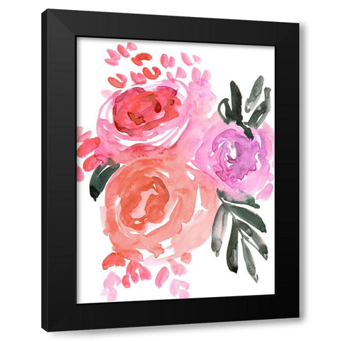 Maeko loose watercolor florals I Black Modern Wood Framed Art Print by Laiz Blursbyai, Rosana