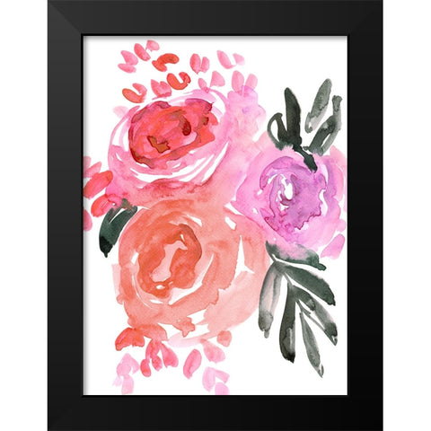Maeko loose watercolor florals I Black Modern Wood Framed Art Print by Laiz Blursbyai, Rosana