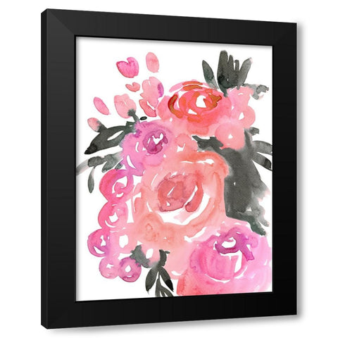 Maeko loose watercolor florals II Black Modern Wood Framed Art Print with Double Matting by Laiz Blursbyai, Rosana