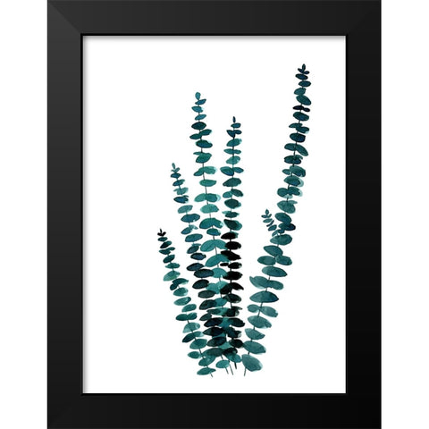 Teal watercolor eucalyptus I Black Modern Wood Framed Art Print by Laiz Blursbyai, Rosana