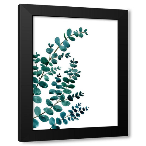 Teal watercolor eucalyptus II Black Modern Wood Framed Art Print with Double Matting by Laiz Blursbyai, Rosana
