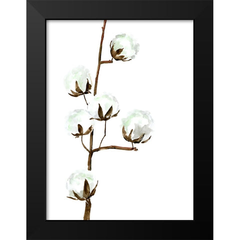 Watercolor cotton branch I Black Modern Wood Framed Art Print by Laiz Blursbyai, Rosana