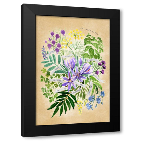 Culinary herbs in vintage sepia Black Modern Wood Framed Art Print by Laiz Blursbyai, Rosana