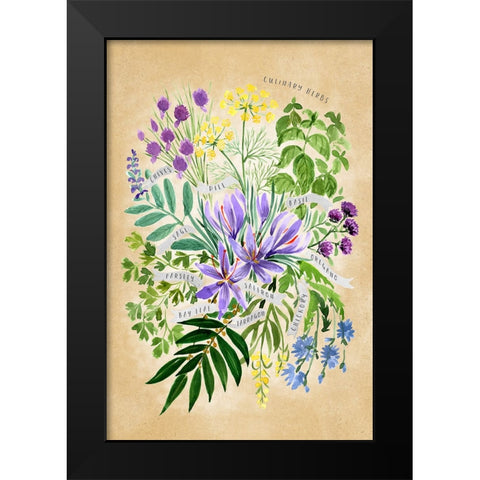Culinary herbs in vintage sepia Black Modern Wood Framed Art Print by Laiz Blursbyai, Rosana