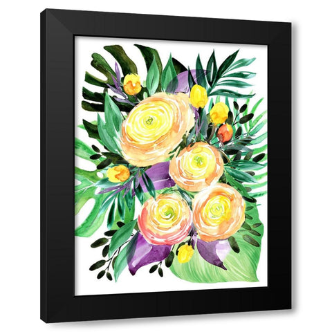Lola tropical bouquet Black Modern Wood Framed Art Print with Double Matting by Laiz Blursbyai, Rosana