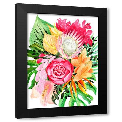 Celia tropical bouquet Black Modern Wood Framed Art Print with Double Matting by Laiz Blursbyai, Rosana