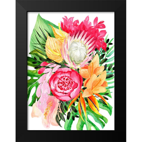 Celia tropical bouquet Black Modern Wood Framed Art Print by Laiz Blursbyai, Rosana