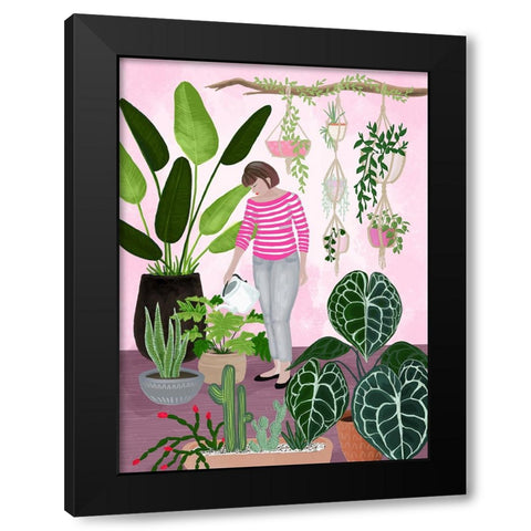 My home jungle in pink Black Modern Wood Framed Art Print with Double Matting by Laiz Blursbyai, Rosana