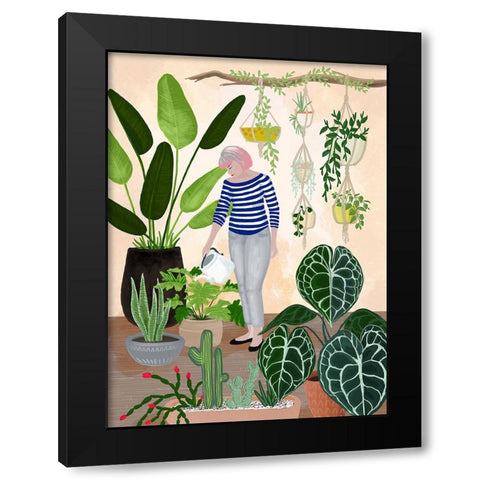 My home jungle in coral Black Modern Wood Framed Art Print with Double Matting by Laiz Blursbyai, Rosana