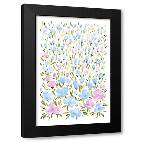 Field of purple and blue flowers Black Modern Wood Framed Art Print with Double Matting by Laiz Blursbyai, Rosana