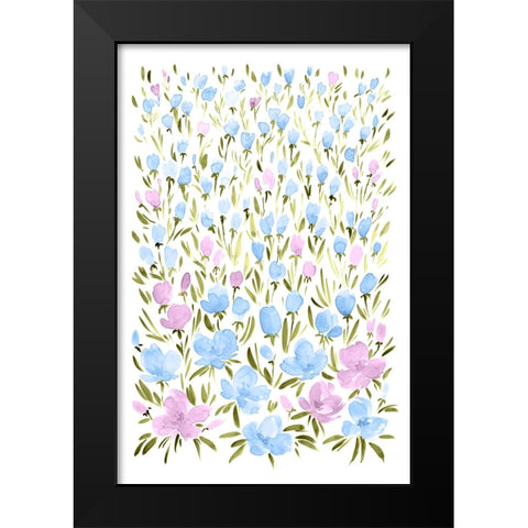 Field of purple and blue flowers Black Modern Wood Framed Art Print by Laiz Blursbyai, Rosana