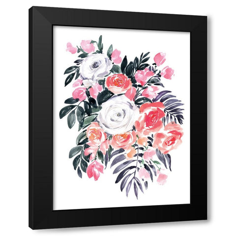 Harriet bouquet in raspberry pink Black Modern Wood Framed Art Print by Laiz Blursbyai, Rosana