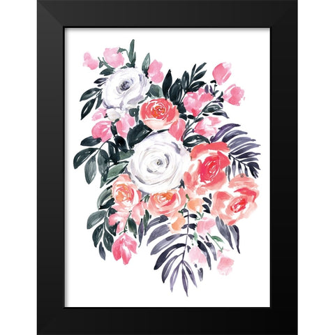 Harriet bouquet in raspberry pink Black Modern Wood Framed Art Print by Laiz Blursbyai, Rosana