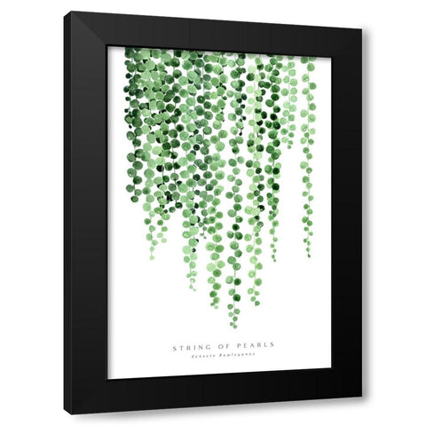 Watercolor string of pearls Black Modern Wood Framed Art Print with Double Matting by Laiz Blursbyai, Rosana