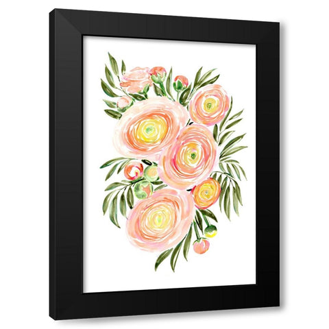 Savanna bouquet of coral ranunculus Black Modern Wood Framed Art Print by Laiz Blursbyai, Rosana