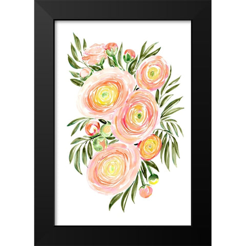 Savanna bouquet of coral ranunculus Black Modern Wood Framed Art Print by Laiz Blursbyai, Rosana