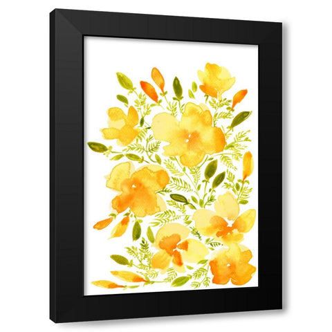 Watercolor California poppies quad 1 Black Modern Wood Framed Art Print with Double Matting by Laiz Blursbyai, Rosana