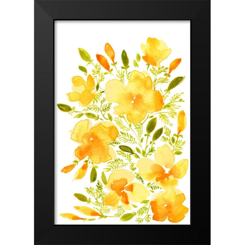 Watercolor California poppies quad 1 Black Modern Wood Framed Art Print by Laiz Blursbyai, Rosana