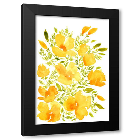 Watercolor California poppies quad 2 Black Modern Wood Framed Art Print by Laiz Blursbyai, Rosana