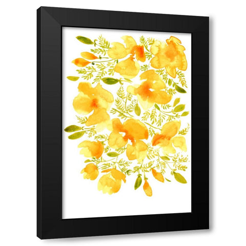 Watercolor California poppies quad 3 Black Modern Wood Framed Art Print by Laiz Blursbyai, Rosana