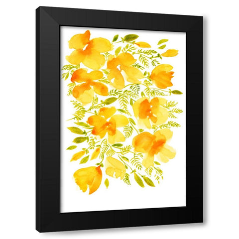 Watercolor California poppies quad 4 Black Modern Wood Framed Art Print with Double Matting by Laiz Blursbyai, Rosana