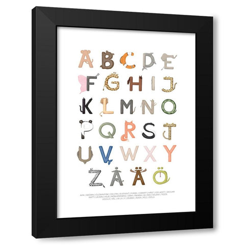 DjurbokstAcver Black Modern Wood Framed Art Print by Eleonora, Aminah