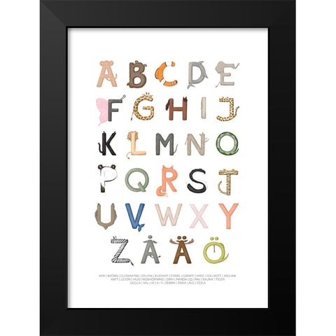 DjurbokstAcver Black Modern Wood Framed Art Print by Eleonora, Aminah