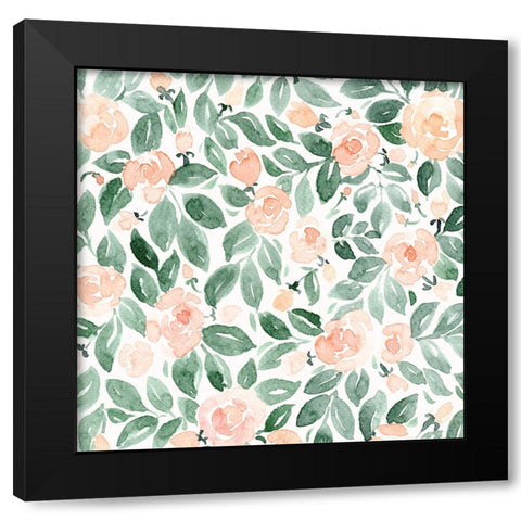 Miriam flowers in coral Black Modern Wood Framed Art Print with Double Matting by Laiz Blursbyai, Rosana