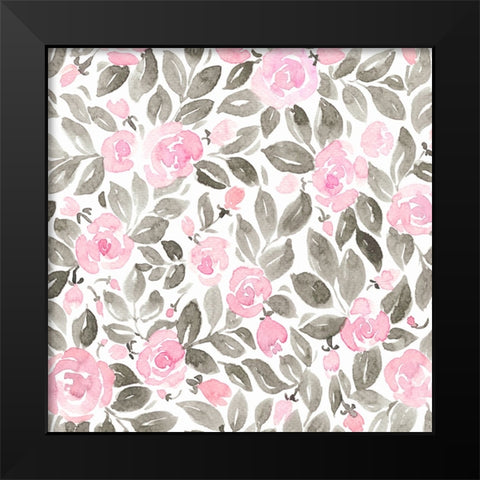 Miriam flowers in pink Black Modern Wood Framed Art Print by Laiz Blursbyai, Rosana