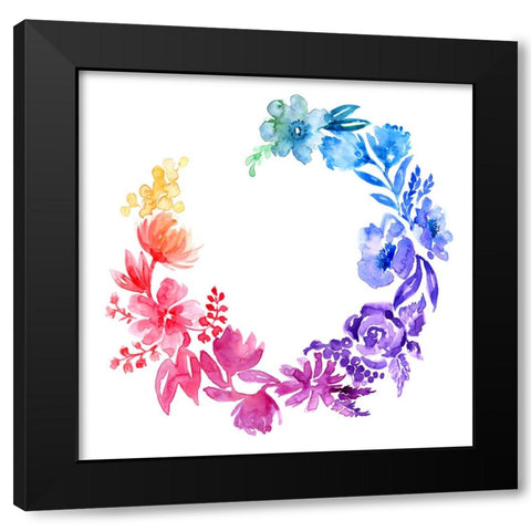 Ombre watercolor wreath Black Modern Wood Framed Art Print with Double Matting by Laiz Blursbyai, Rosana