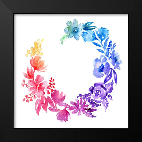 Ombre watercolor wreath Black Modern Wood Framed Art Print by Laiz Blursbyai, Rosana