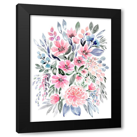 Clara watercolor bouquet Black Modern Wood Framed Art Print by Laiz Blursbyai, Rosana