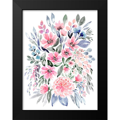 Clara watercolor bouquet Black Modern Wood Framed Art Print by Laiz Blursbyai, Rosana