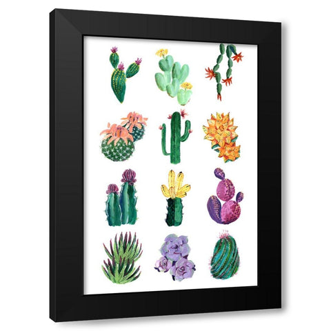 Collection of cacti Black Modern Wood Framed Art Print by Laiz Blursbyai, Rosana