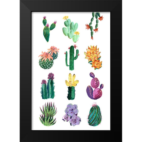 Collection of cacti Black Modern Wood Framed Art Print by Laiz Blursbyai, Rosana