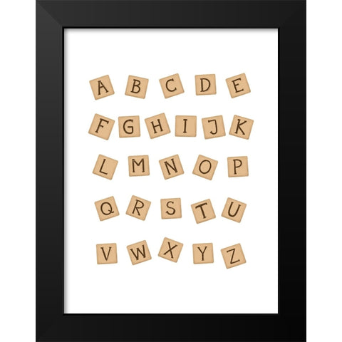 Wooden Blocks ABC Black Modern Wood Framed Art Print by Eleonora, Aminah