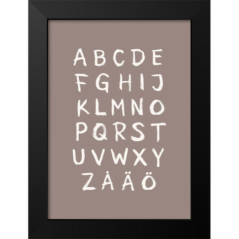 ABC Toothy Brun Black Modern Wood Framed Art Print by Eleonora, Aminah