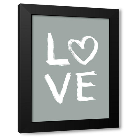 LOVE Toothy Green Black Modern Wood Framed Art Print with Double Matting by Eleonora, Aminah