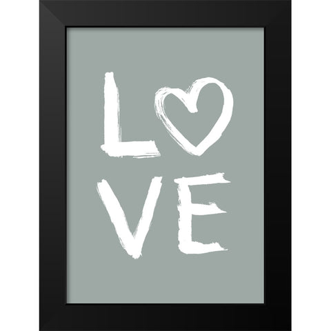 LOVE Toothy Green Black Modern Wood Framed Art Print by Eleonora, Aminah