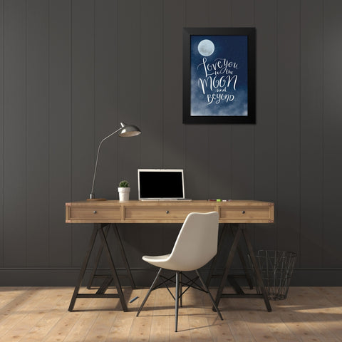 To the Moon Black Modern Wood Framed Art Print by Eleonora, Aminah