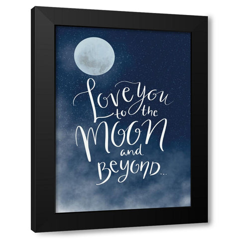 To the Moon Black Modern Wood Framed Art Print by Eleonora, Aminah