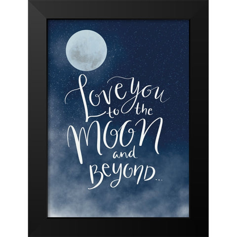 To the Moon Black Modern Wood Framed Art Print by Eleonora, Aminah