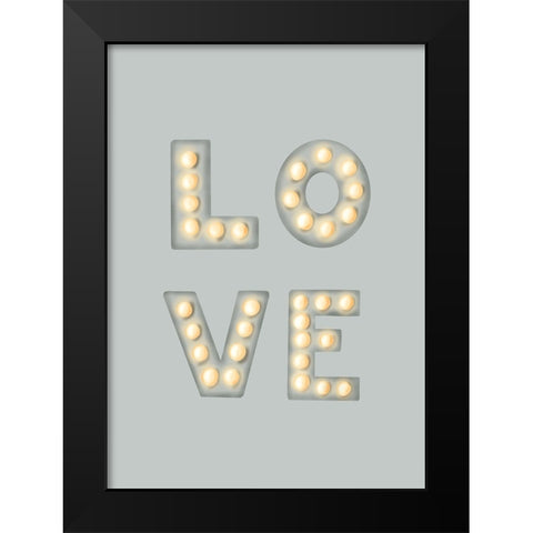 LOVE Light Letters Green Black Modern Wood Framed Art Print by Eleonora, Aminah