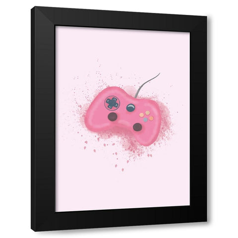 Gamer Splash Pink Black Modern Wood Framed Art Print with Double Matting by Eleonora, Aminah