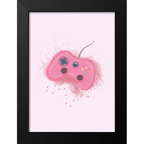 Gamer Splash Pink Black Modern Wood Framed Art Print by Eleonora, Aminah